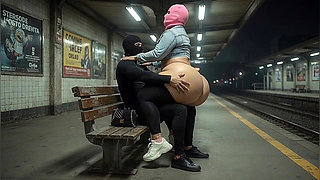Masked Stranger Grabs Thick BBW Ass at Empty Train Station