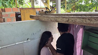 Horny Stepsister Calls Her Husband's Stepcousin From the Bathroom to Have Him Fuck Her