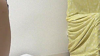 Girls-only Apartment in Japan, a Girl Cleaning in Apron Style Miniskirt Uniform, Thong Wedgie Panties, and White Socks