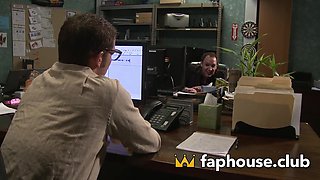 Raunchy secretary secretly drills her bbw-cocked boss -