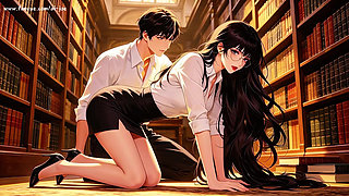 Gap Moe glasses beautiful woman , the private study session in the library.Super temptation.Episode 3. AI-generated