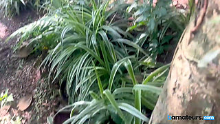 Voyeur Catches Two Horny Housewives Doing Yoga in the Woods at bAmateurs