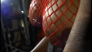 Nyomi Banxxx bends over a slaveboy for butt flogging then has him eat her boots