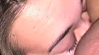 Bitch Works with Her Tongue and Then Gets a Hot Portion of Cum in Her Mouth