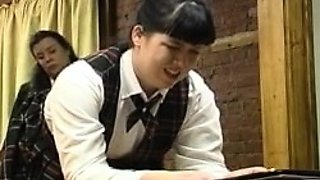 Teen in Schoolgirl Uniform Spanking Older Man