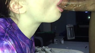 Extreme amateur pov blowjob by hot brunette latina