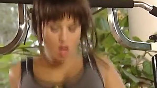 A Busty German Babe Getting Her Holes Pounded at a Backyard Gym