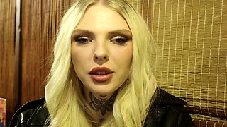 POV amateur blonde slut blowing monster dick in the bus