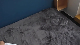 Candie Luciani POV Nude Massage in Pink Underwear Black Bed