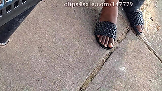 Hot Fudge Tasty Feet Left Foot Wrapped at the Bus Stop