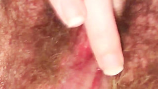 Creamy Hairy Pussy Being Rubbed While I Moan