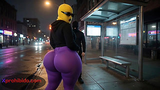 Curvy Big Ass Girlfriend Twerking at the Bus Stop
