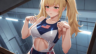 A busty and lustful female gymnast