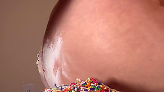 Step mom smashes my birthday cake with her fat pussy