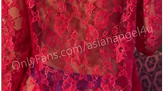 Horny Asian Hotwife Getting Ready To Put On A Show For The Guys In A Hotel Room