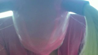 Blonde Chikita shows off her big boobs and bush