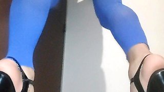 Blue lingerie solo crossdresser