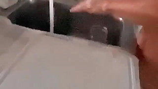 Piss Queen Shallows His Urine off Kitchen Counter