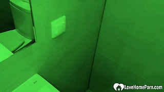 Friend suck my cock in dark bathroom