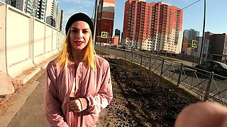 Blonde teen in solo action with her pussy