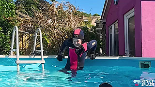 Neoprene Pool Swim Snorkel Breath-holds in Tight Mares Wetsuit