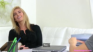 Agent licks her pussy & cums hard in office - Sexy Blonde Agent loves Provocative Arousing Office Sex