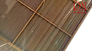 Beutiful lady swinging without panties on a swing outdoors. Slow motion 127 3