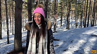 Katty West Creampied by Cumshot in Snowy Woods