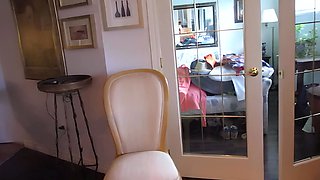 nerd skinny anorexic granny Sylviane playing with carrot