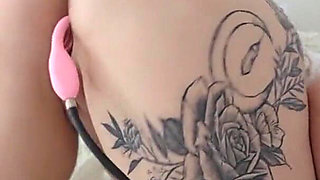 A French Woman Puts a Big Inflatable Plug in Her Ass