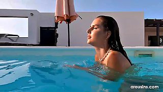 Dee Vine Teases in Bikini Before Pool Masturbation