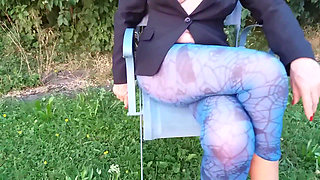 Sexy Mature Woman in Sheer Leggings.
