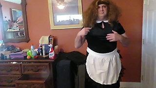 Naughty maid Brittney forgot her lipstick in car is made to go out