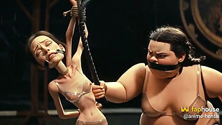 Skinny Slave in Bondage Whipped by Fat SSBBW Mistress