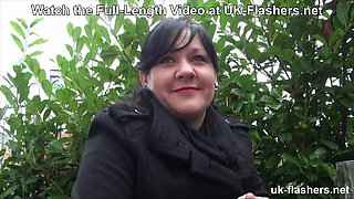 Can you Take that Off for Us? UK Housewife on the Streets at UK-Flashers