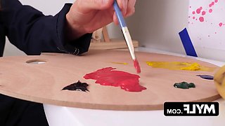 Rest assured, she is intent on ensuring her nude subject's erection is quite firm ~ full visual presentation at no cost