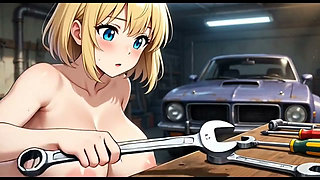 Funny Jokes and Boobs in Car Garage, Ai Animation