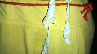 Hot young neighbors fucking their pussy at night, a fountain of water came out of her pussy.