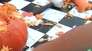 Two women enjoy some festive girly-girl fun with
