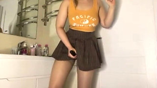 Fucking Anal Under Skirt in the Bathroom