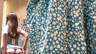 I got caught testing out a cute dress before buying it.