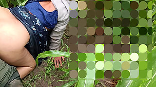 Brother-in-law took his sister-in-law to his farm and made his sister-in-law in the open forest and is grabbing the sister-in-law's fat ass, tearing the sister-in-law's pussy