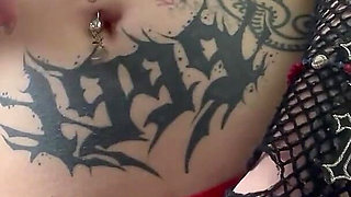 Goth Girl Fingers Her Belly Button and Plays with Navel Piercing
