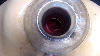 Extreme close up on her pussy taking toys