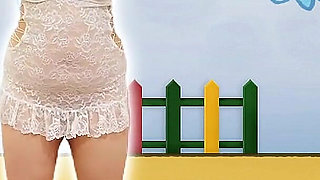 Miss Squid Exercises in White Lingerie