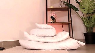 Ebony teen beauty with small tits and hairy cunt